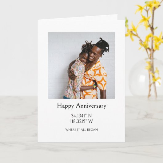 GPS座標を使用した写真パーソナライズされた カード (黄色い花)