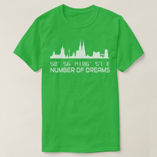 GPS座標ケルンスカイラインの都市 Tシャツ (デザイン正面)