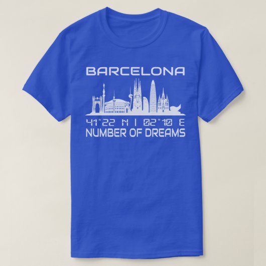 GPS座標シティバルセロナスカイライン2 Tシャツ (デザイン正面)