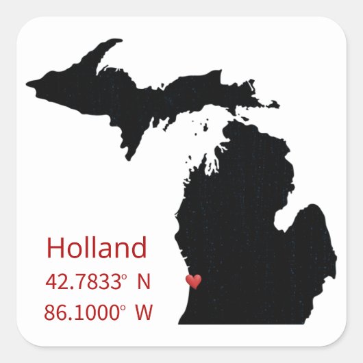 GPS Coordinates of Holland Michigan スクエアシール (正面)