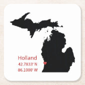 GPS Coordinates of Holland Michigan スクエアペーパーコースター (正面)