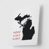 GPS Coordinates of Holland Michigan スクエア壁時計 (傾斜)