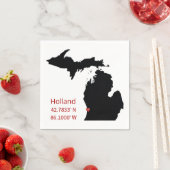 GPS Coordinates of Holland Michigan スタンダードカクテルナプキン (インサイチュ)