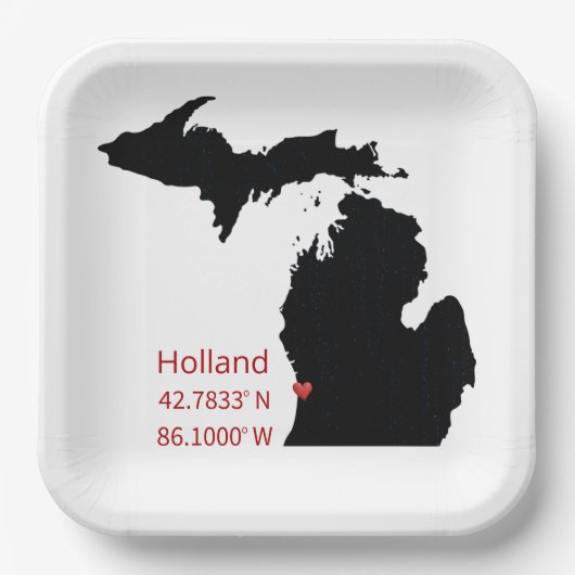 GPS Coordinates of Holland Michigan ペーパープレート (正面)