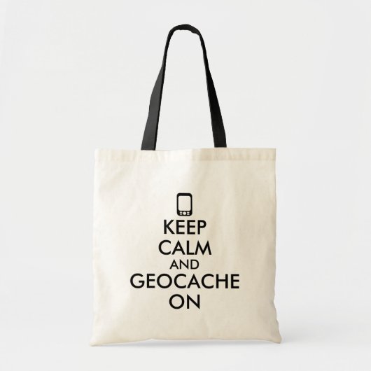 GPS Geocachingのカスタムの平静そしてGeocacheを保って下さい トートバッグ (正面)