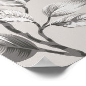 grに灰色の柄の葉可愛い黄色い花 ポスター (角)