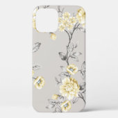 grの上に灰色のの模様葉があるかわいい黄色の花 Case-Mate iPhoneケース (裏面)