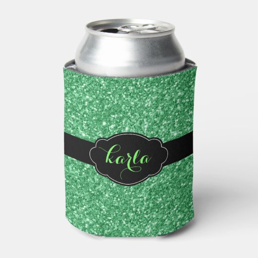 Grグリッターモダンテクスチャブラックアクセントクーラーボックス 缶クーラー (缶正面)