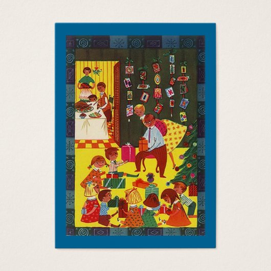 GR8レトロスタイルクリスマスギフト交換ラベルカード (正面)