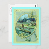 GR8ヴィンテージキャンプ&魚釣りPC~はがき ポストカード (正面/裏面)