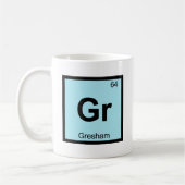 Gr - グレシャム オレゴン州 化学 周期表 都市 コーヒーマグカップ (左)