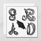 GR ADファブリックフォントグラッドキャップ卒業フラットカード (正面/裏面)