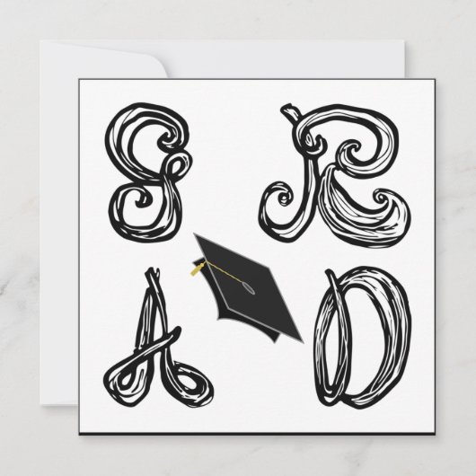 GR ADファブリックフォントグラッドキャップ卒業フラットカード (正面)