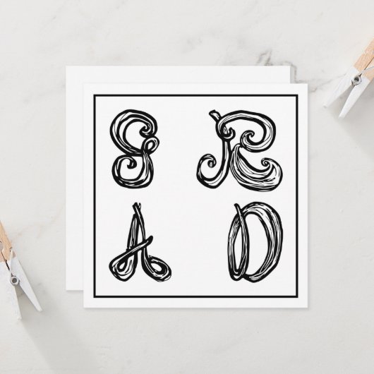 GR ADファブリックフォントレター卒業フラットカード (正面/裏面インサイチュ)