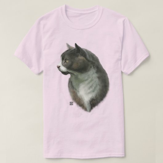 Grå Katt T Shirt Tシャツ (デザイン正面)