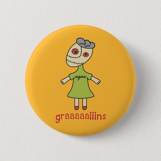 Graaaaaiinsのビーガンのゾンビ 缶バッジ (正面)