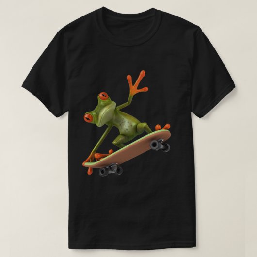 Grab It Fast – スケートボード上のカエル Tシャツ (デザイン正面)