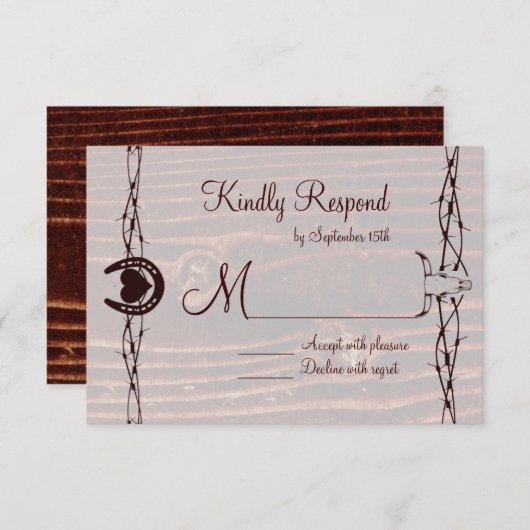 Grab Your Boots Country Western RSVPカード (正面/裏面)