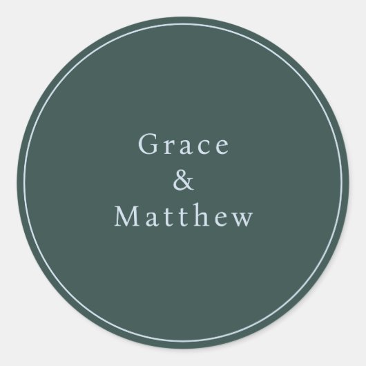 GRACE 現代ブルー/ターコイズの結婚式封筒シール ラウンドシール (正面)