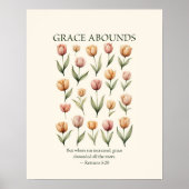 Grace abounds floral Christian wall art  ポスター (正面)