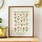 Grace abounds floral Christian wall art  ポスター