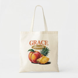 Grace Abounds Peach Pineapple Retro Faith Tee トートバッグ