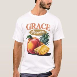 Grace Abounds Peach Pineapple Retro Faith Tee Tシャツ