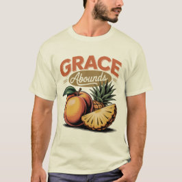Grace Abounds Peach Pineapple Retro Faith Tee Tシャツ