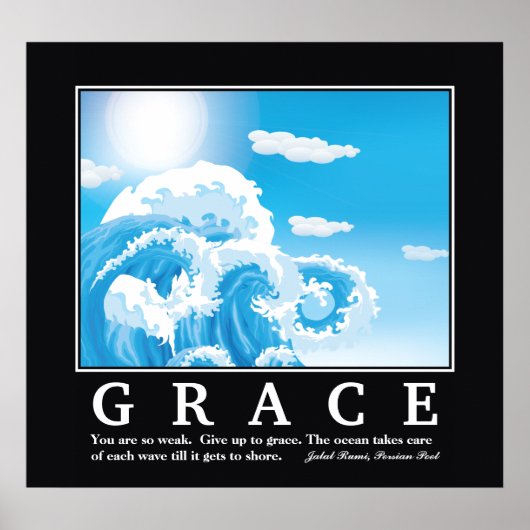 Grace, blue white ocean waves motivational ポスター (正面)