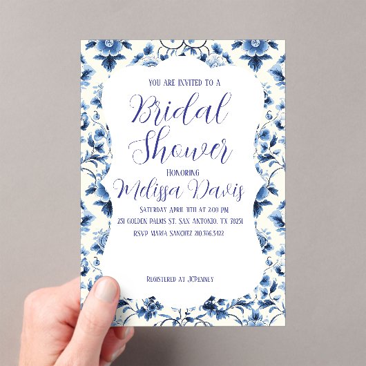 Grace Chinoiserie Bridal Shower Invitation アクリル招待状 (インサイチュ (ポータブル))