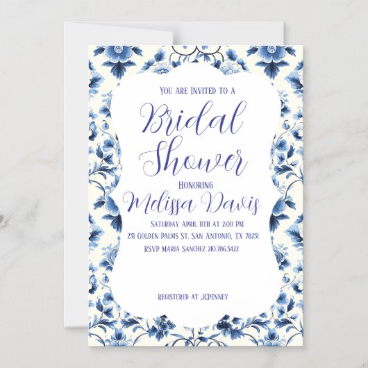 Grace Chinoiserie Bridal Shower Invitation マグネット招待状 (正面)