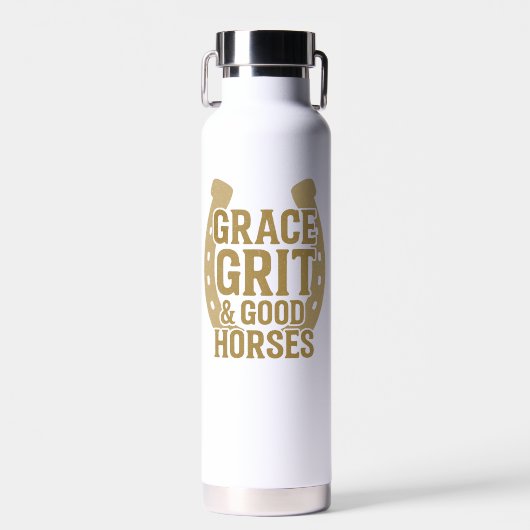 Grace, Grit & Good Horses Western Water Bottle ウォーターボトル (正面)