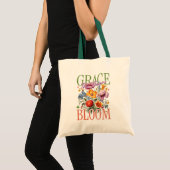Grace in Bloom フラワータイポグラフィー トートバッグ (正面(商品))