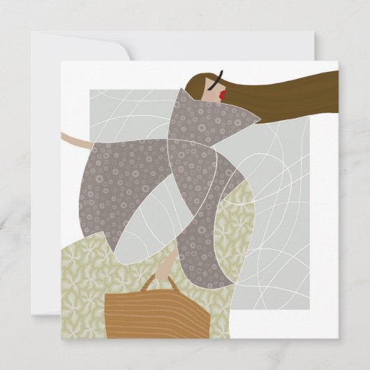 Grace in Chaotic Currents Glam Fashion Art Card ノートカード (正面)