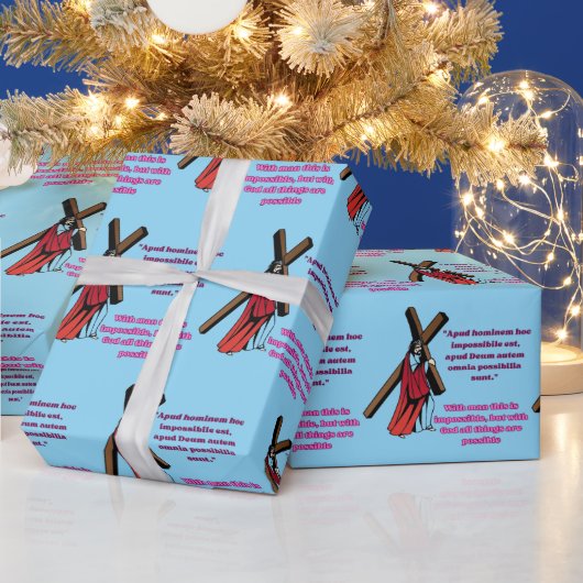 Grace in the Manger baby blue ラッピングペーパー (クリスマス)