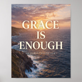 Grace Is Enough Ocean Sunrise Wall Art ポスター