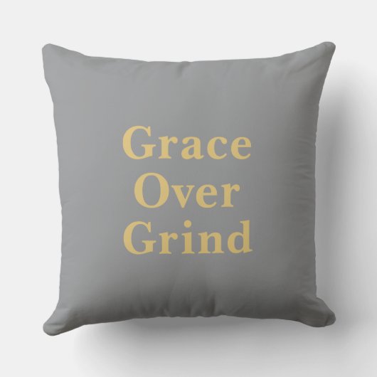Grace Over Grind Minimalist Quote Grey  クッション (裏面)