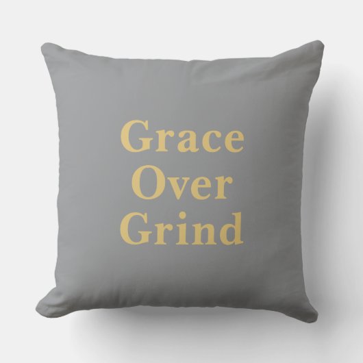 Grace Over Grind Minimalist Quote Grey  クッション (正面)