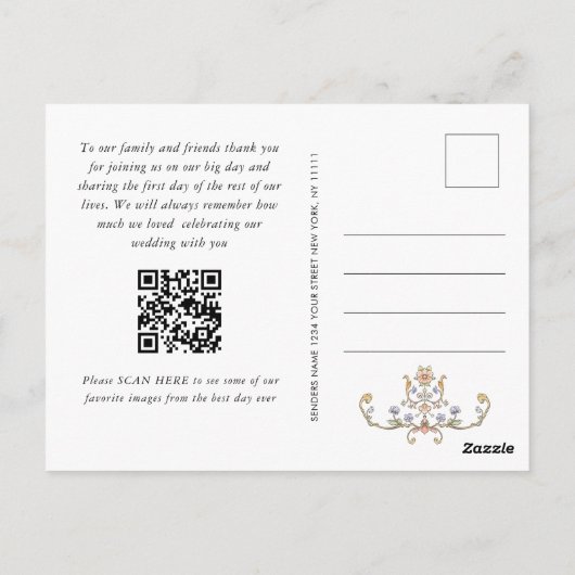 Grace QRビクトリアンコード写真ありがとうありがとう ポストカード (裏面)