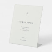 Grace Stoneミニマルキリスト教の十字架ゲストブック 台座サイン (正面)
