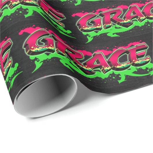 Grace Vorname Name Graffiti red green ラッピングペーパー (ロールコーナー)