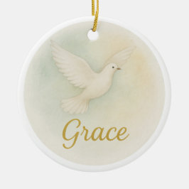 “Grace” Watercolor Christmas Ornament セラミックオーナメント