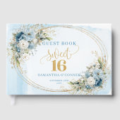 Gracefilled Dusty Blue Floral Sweet 16 Guest Book ゲストブック (正面)