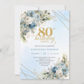 Graceful 80th Birthday Invitation Bohemian Flowers 招待状 (正面)