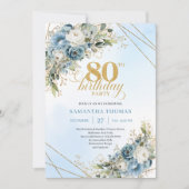 Graceful 80th Birthday Invite Bohemian Flowers 招待状 (正面)