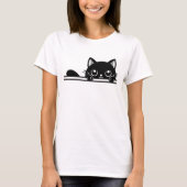 Graceful Black Cat Illustration Tシャツ (正面)