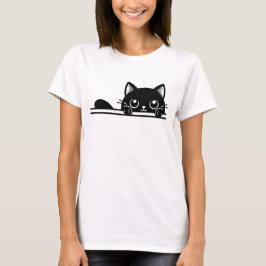 Graceful Black Cat Illustration Tシャツ