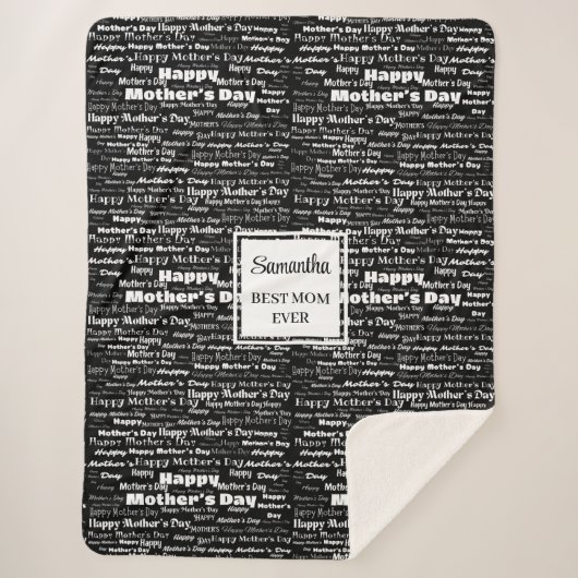 Graceful Black Script Mother’s Day Personalized シェルパブランケット (正面)