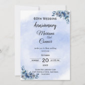 Graceful Blue Floral Wedding Anniversary Invitatio 招待状 (正面)