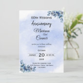 Graceful Blue Floral Wedding Anniversary Invitatio 招待状 (スタンド正面)